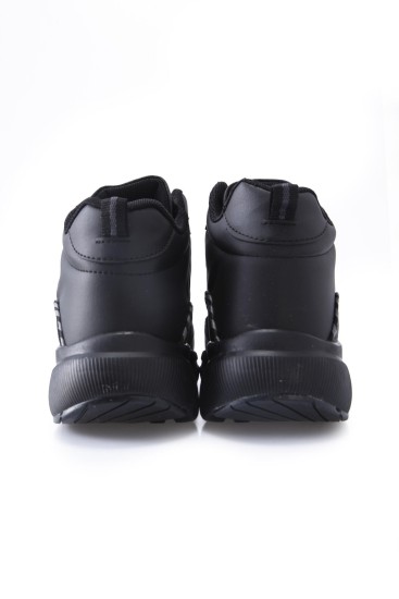 Siyah Yüksek Bilekli Şeritli Yüksek Taban Erkek Spor Ayakkabı - 89094 - Thumbnail