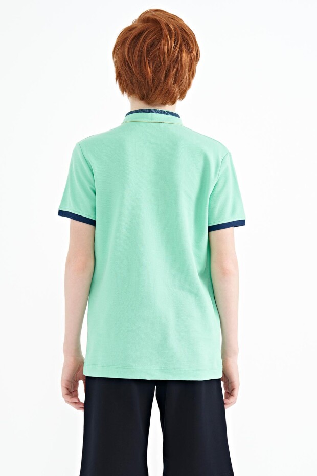 Tommy Life Su Yeşili Yakası Renk Bloklu Baskı Detaylı Standart Kalıp Erkek Çocuk T-Shirt - 11111. 7