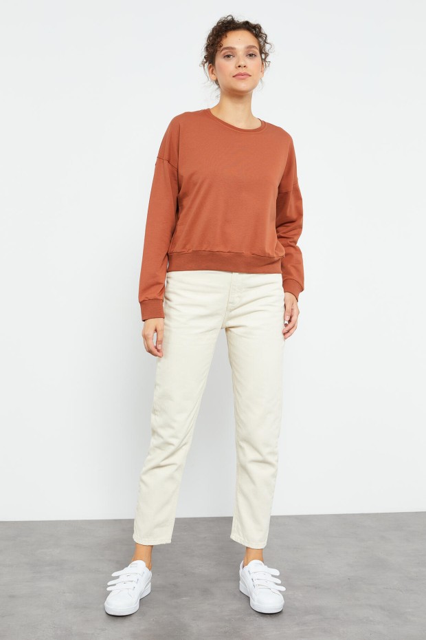 Tarçın Basic Rahat Form O Yaka Kadın Sweatshirt - 97114