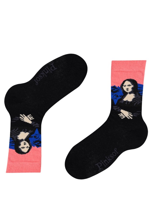 Renkli Kadın Rönesans Desenli 3 lü Çorap-4090-3K