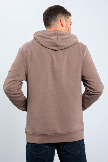 Toprak Desen Baskılı Kapüşonlu Rahat Form Erkek Sweatshirt - 88030 - Thumbnail