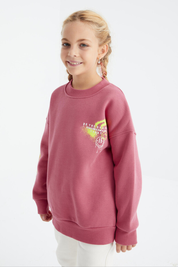 Tommy Life Yaban Gülü Baskı Detaylı O Yaka Kız Çocuk Sweatshirt - 75095. 1