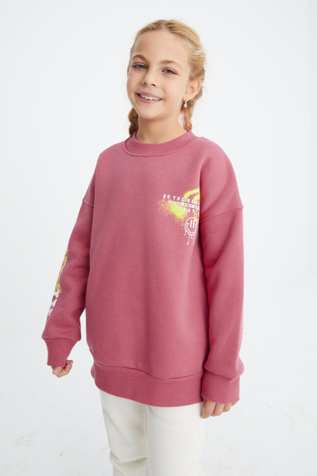 Tommy Life Yaban Gülü Baskı Detaylı O Yaka Kız Çocuk Sweatshirt - 75095. 3
