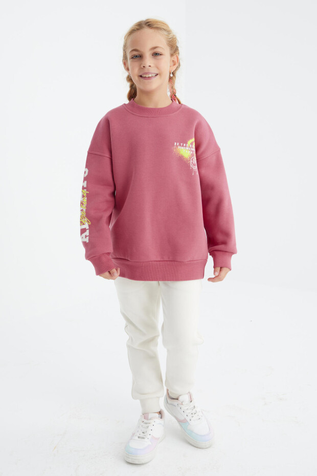 Tommy Life Yaban Gülü Baskı Detaylı O Yaka Kız Çocuk Sweatshirt - 75095. 4