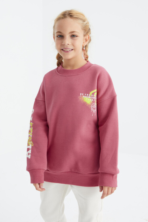 Tommy Life Yaban Gülü Baskı Detaylı O Yaka Kız Çocuk Sweatshirt - 75095. 5