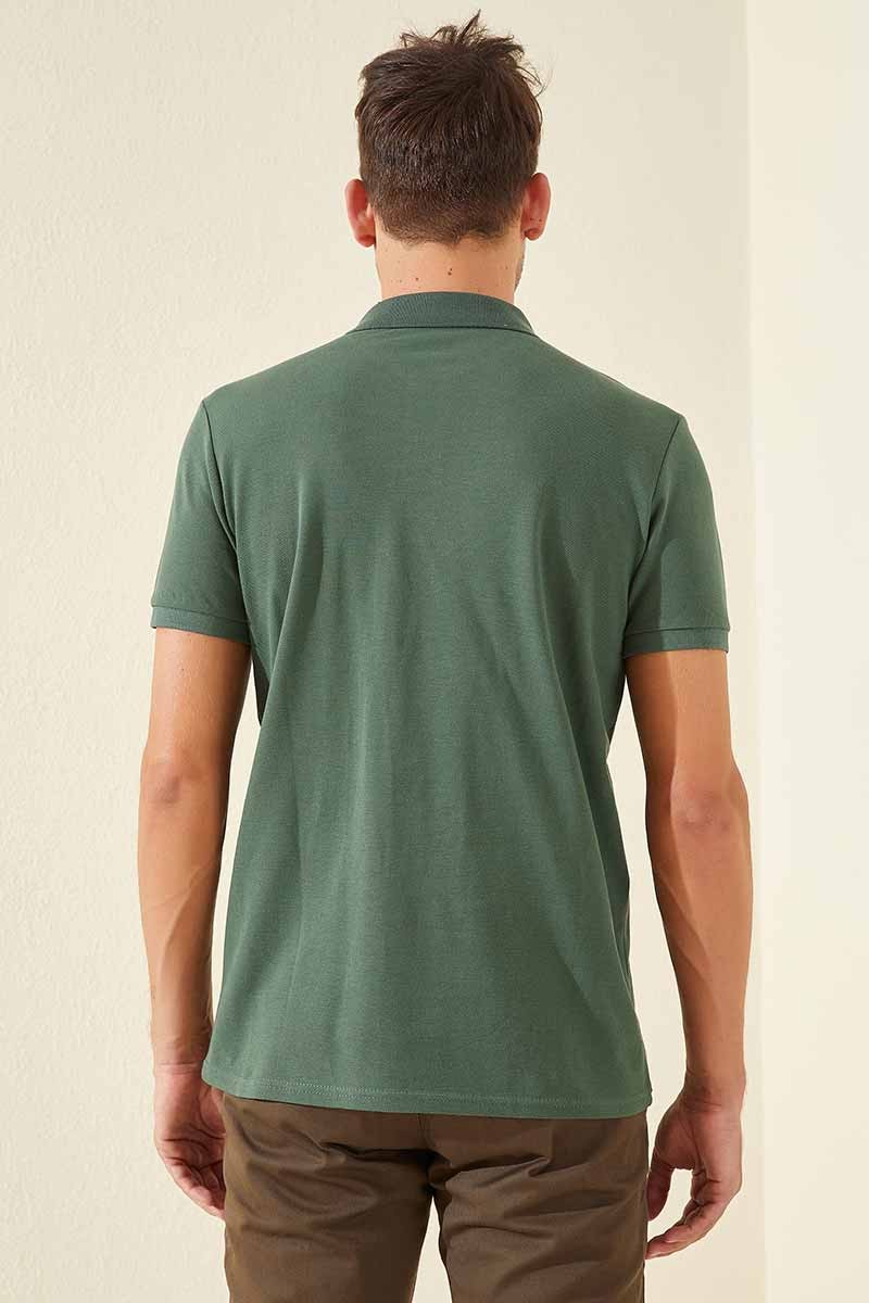 Yeşil Klasik Kısa Kol Standart Kalıp Polo Yaka Erkek T-Shirt - 87787