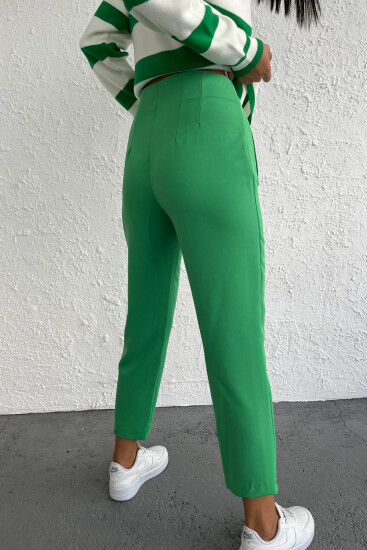 Yeşil Yüksek Bel Standart Kalıp Kadın Kumaş Pantolon - 02052 - Thumbnail