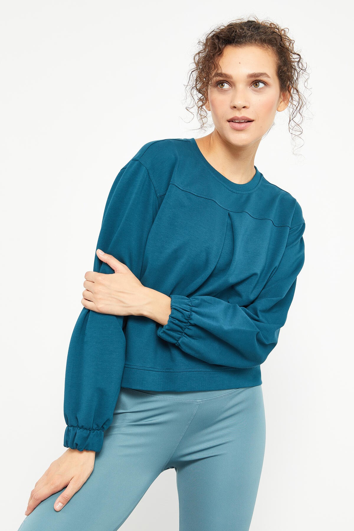 Zümrüt Pensli O Yaka Kadın Oversize Sweatshirt - 97165