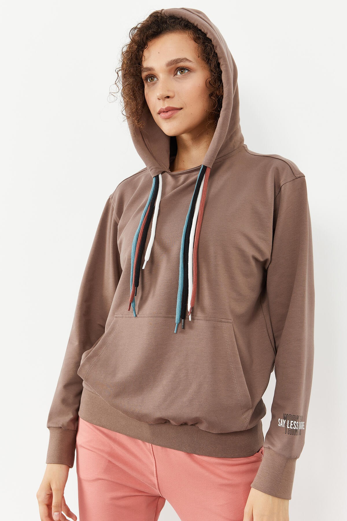 Toprak Dört Renk Bağcıklı Kadın Oversize Sweatshirt - 97157